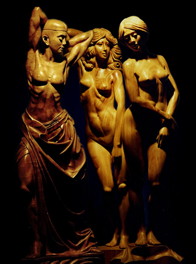 ؒ̏Ol@three female of wood sculpture