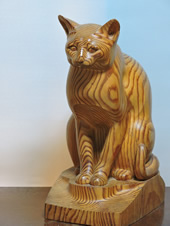 Ă鎞̖ؒ̔L  wood carving cat of when sitting
